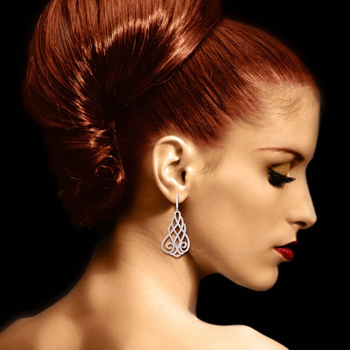 Diamond Drop Earrings: 2 1/3 Carat Diamond Chandelier Earrings In 14 Karat White Gold, 2 Inches