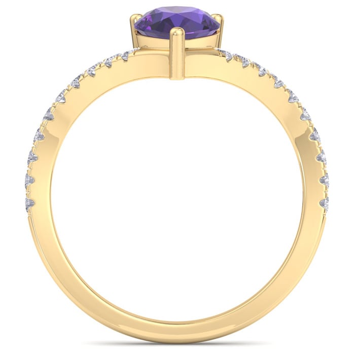 Amethyst Ring: 1 1/2 Carat Pear Shape Amethyst and Diamond Ring