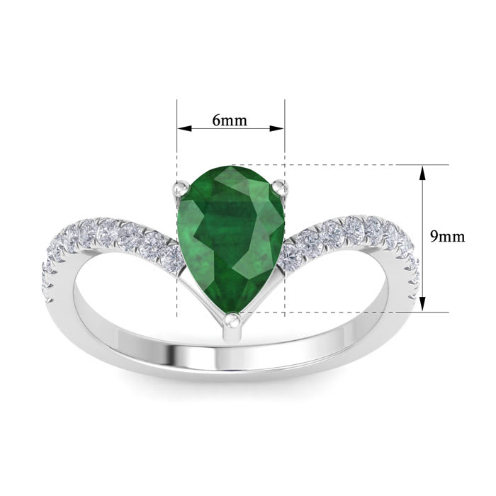 Emerald Ring: 2 Carat Pear Shape Emerald and Diamond Ring