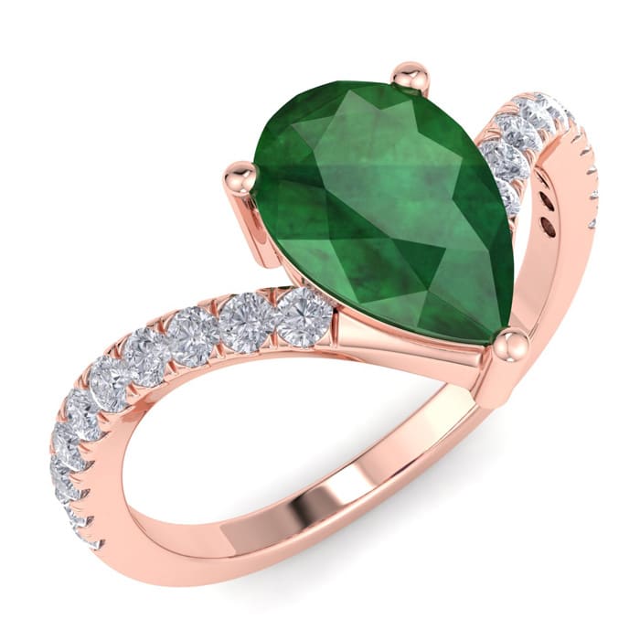 Pear shaped emerald ring rose gold clearance