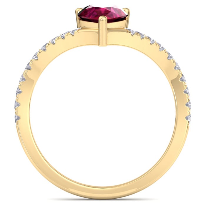 Ruby Ring: 2 Carat Pear Shape Ruby and Diamond Ring