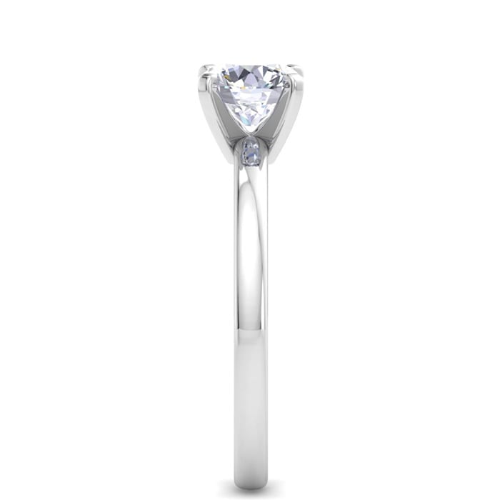 1 Carat Round Shape Lab Grown Diamond Ring In 14K White Gold, Solitaire