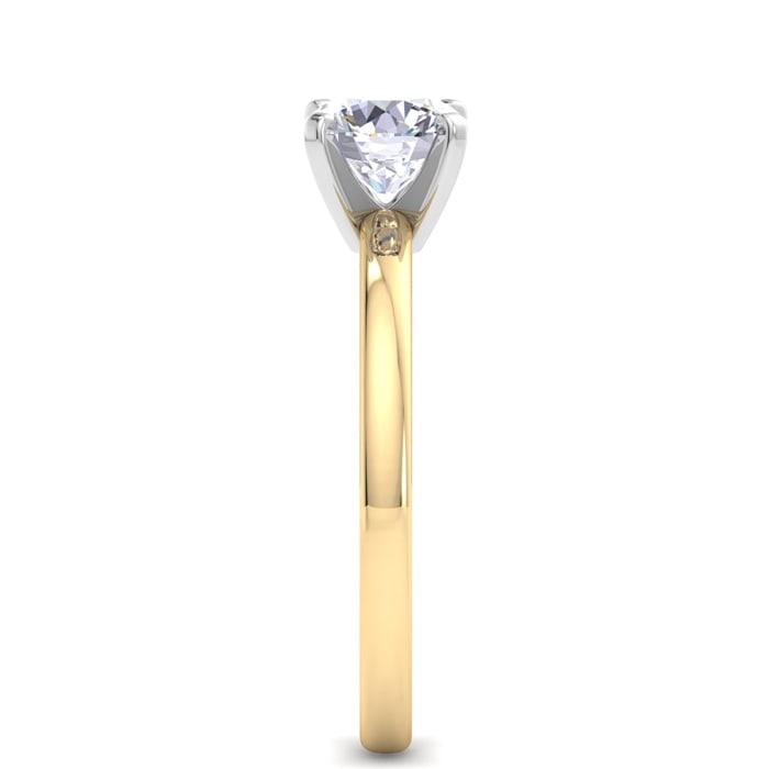1 Carat Round Shape Lab Grown Diamond Ring In 14K Yellow Gold, Solitaire