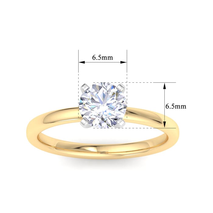 1 Carat Round Shape Lab Grown Diamond Ring In 14K Yellow Gold, Solitaire