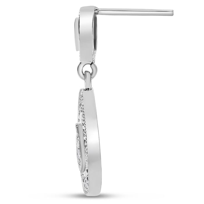 Diamond Drop Earrings: 1/2 Carat Diamond Drop Earrings In 14K White Gold, 1 Inch