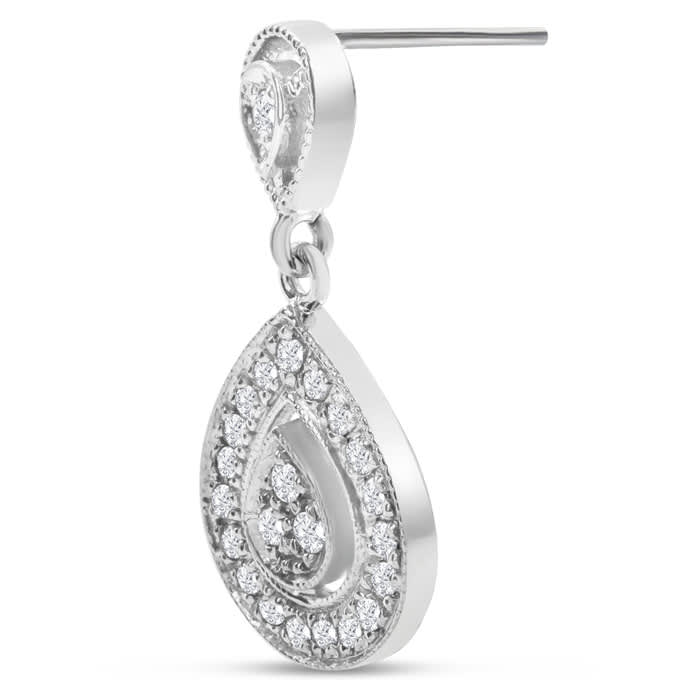 Diamond Drop Earrings: 1/2 Carat Diamond Drop Earrings In 14K White Gold, 1 Inch