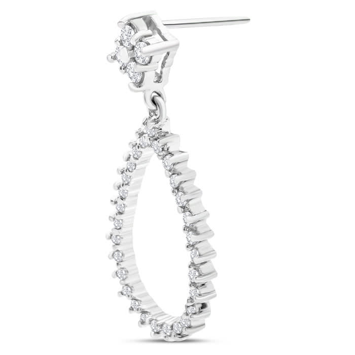 Diamond Drop Earrings: 1/2 Carat Diamond Drop Earrings In 14K White Gold, 1 Inch