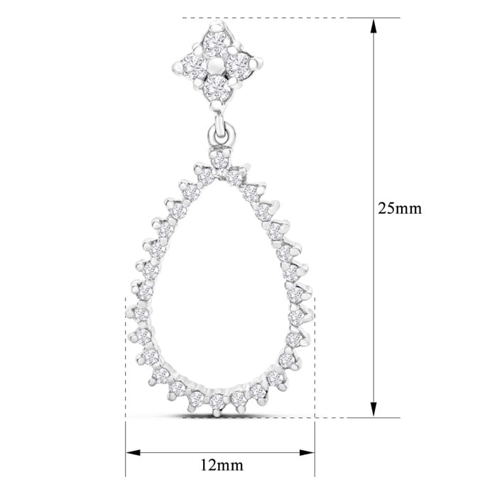 Diamond Drop Earrings: 1/2 Carat Diamond Drop Earrings In 14K White Gold, 1 Inch