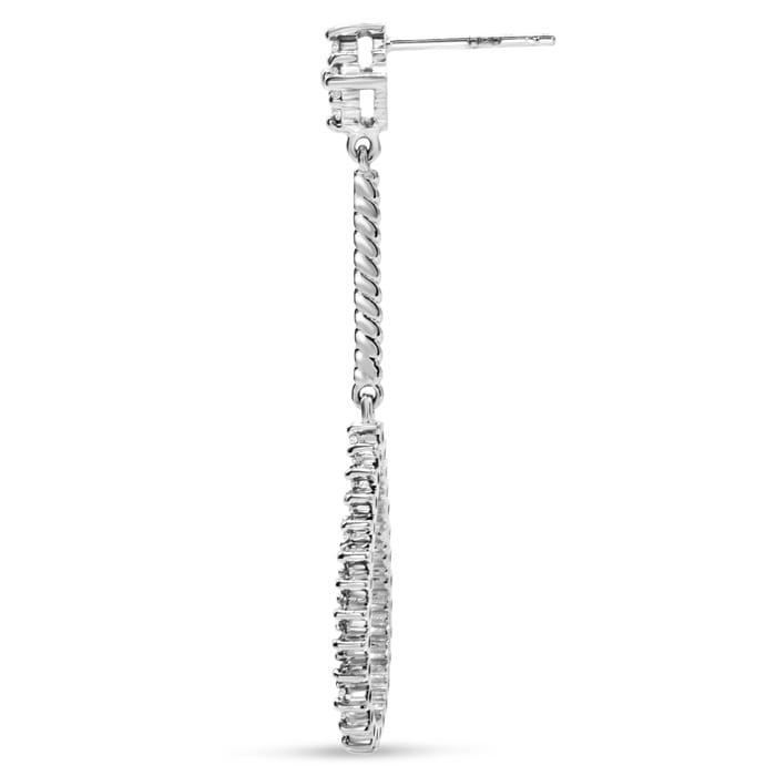 Diamond Drop Earrings: 1/2 Carat Diamond Drop Earrings In 14K White Gold, 1 1/2 Inches