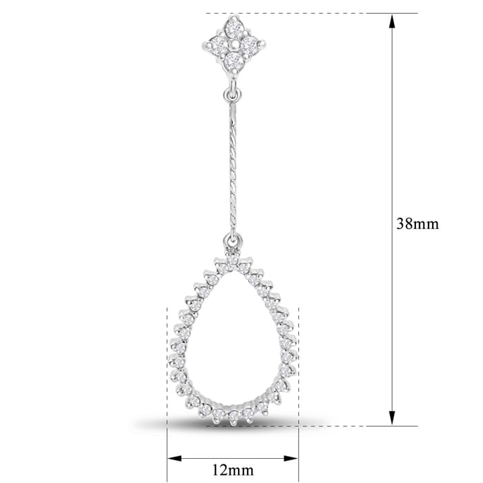 Diamond Drop Earrings: 1/2 Carat Diamond Drop Earrings In 14K White Gold, 1 1/2 Inches