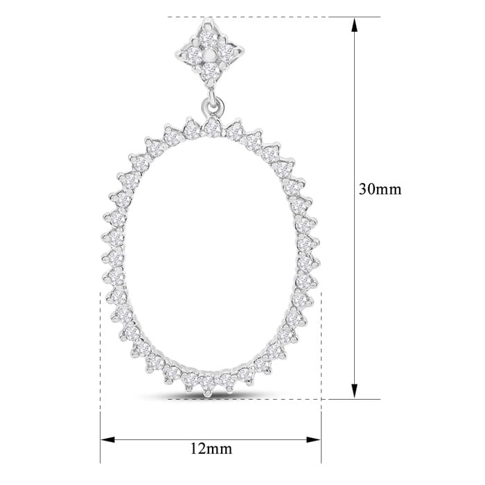Diamond Drop Earrings: 1 Carat Diamond Drop Earrings In 14K White Gold, 1 1/4 Inches