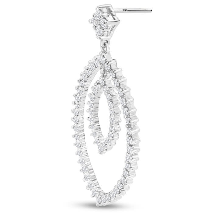 Diamond Drop Earrings: 1 1/2 Carat Diamond Drop Earrings In 14K White Gold, 1 1/2 Inches
