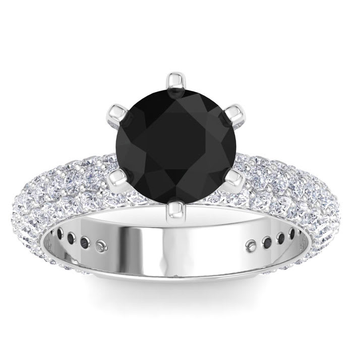 3 Carat Black Diamond Engagement Ring In 14K White Gold