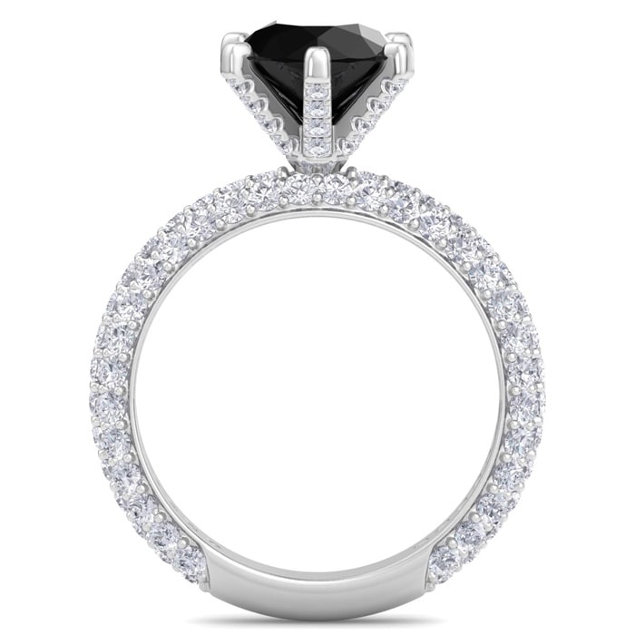 3 Carat Black Diamond Engagement Ring In 14K White Gold