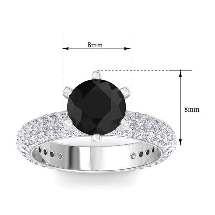 3 Carat Black Diamond Engagement Ring In 14K White Gold