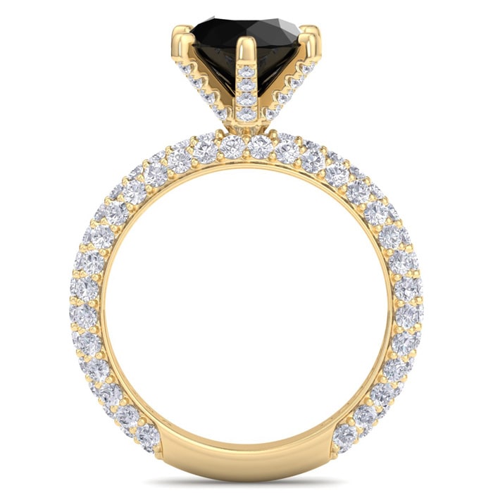 3 Carat Black Diamond Engagement Ring In 14K Yellow Gold
