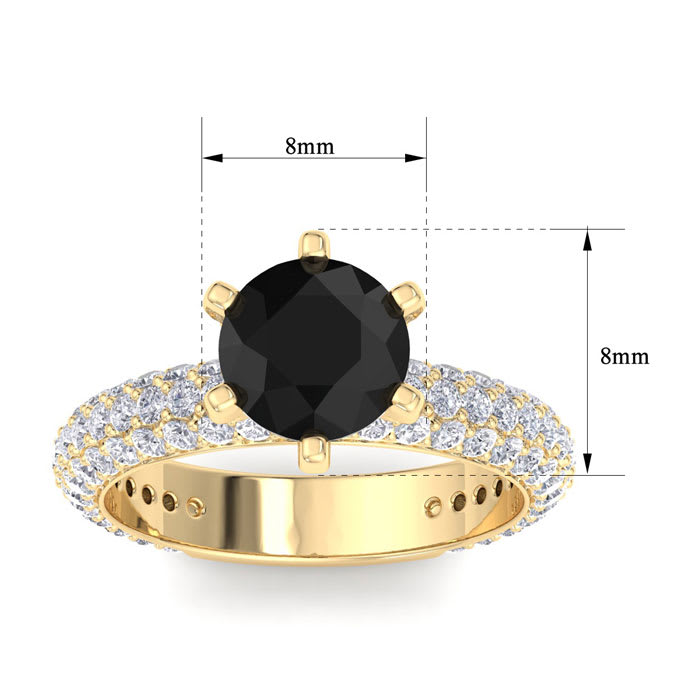 3 Carat Black Diamond Engagement Ring In 14K Yellow Gold