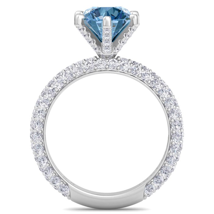 3 Carat Blue Diamond Engagement Ring In 14K White Gold