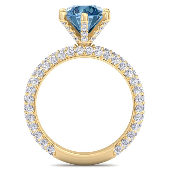 3 Carat Blue Diamond Engagement Ring In 14K Yellow Gold