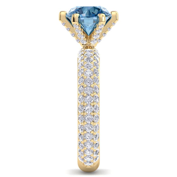 3 Carat Blue Diamond Engagement Ring In 14K Yellow Gold