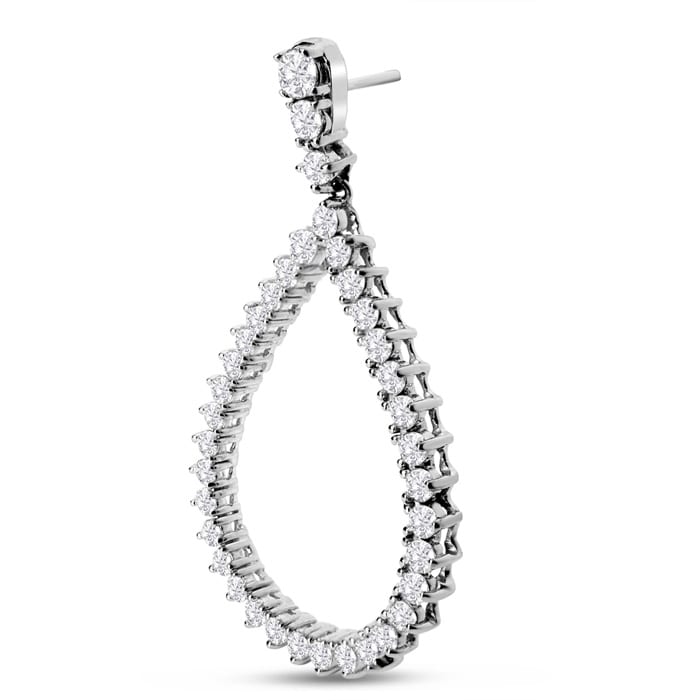Diamond Drop Earrings: 3 Carat Diamond Drop Earrings In 14K White Gold, 1 1/2 Inches