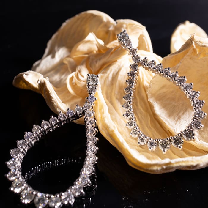 Diamond Drop Earrings: 4 Carat Diamond Drop Earrings In 14K White Gold, 1 1/2 Inches