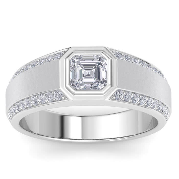 Mens asscher hotsell cut diamond ring