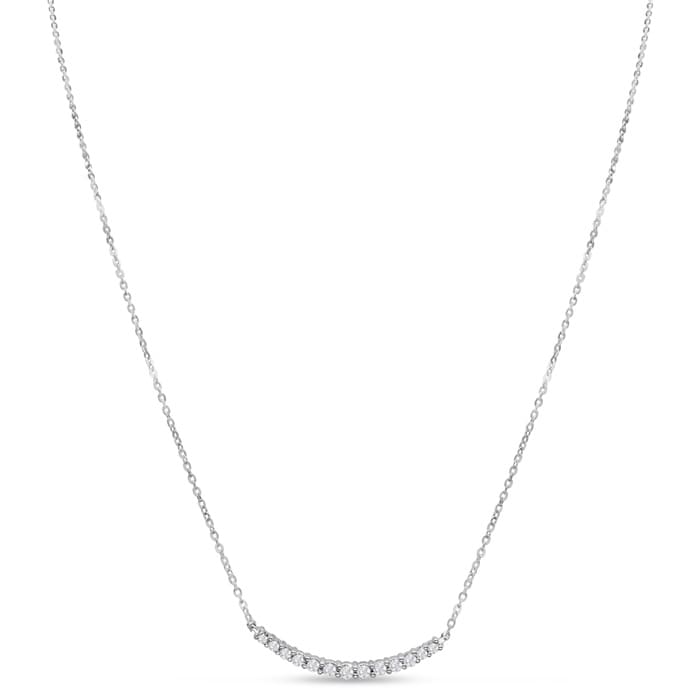 1/2 Carat Graduated Diamond Smile Necklace In Sterling Silver With 22 Inch Adjustable Chain