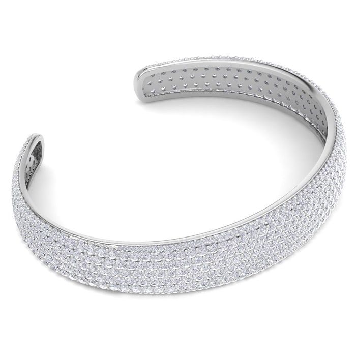 10 Carat Diamond Bangle Bracelet In 14K White Gold, 1/2 Inch Wide