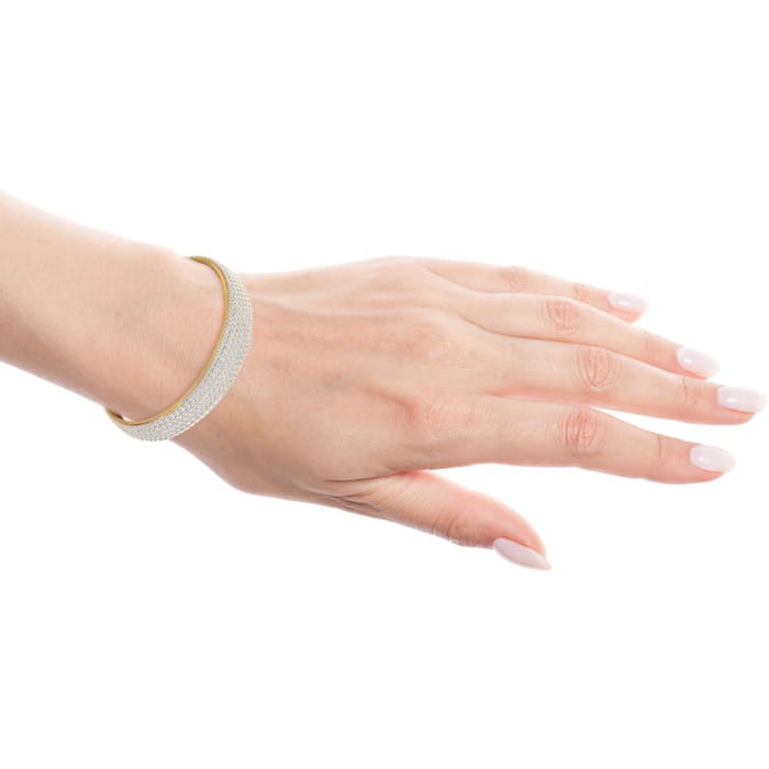 10 Carat Diamond Bangle Bracelet In 14K Yellow Gold, 1/2 Inch Wide