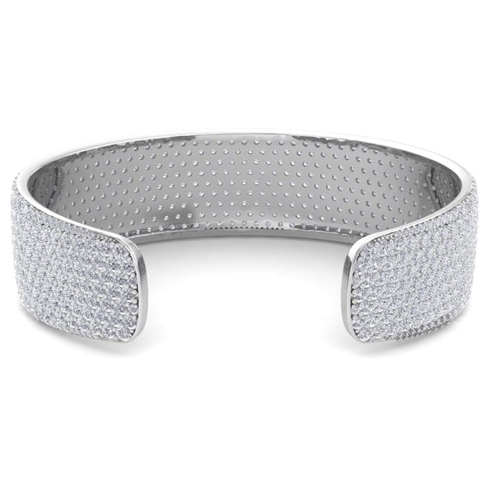 20 Carat Lab Grown Diamond Bangle Bracelet In 14K White Gold, 3/4 Inch Wide