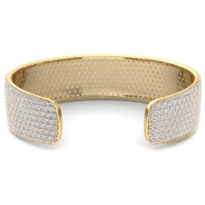 20 Carat Diamond Bangle Bracelet In 14K Yellow Gold, 3/4 Inch Wide