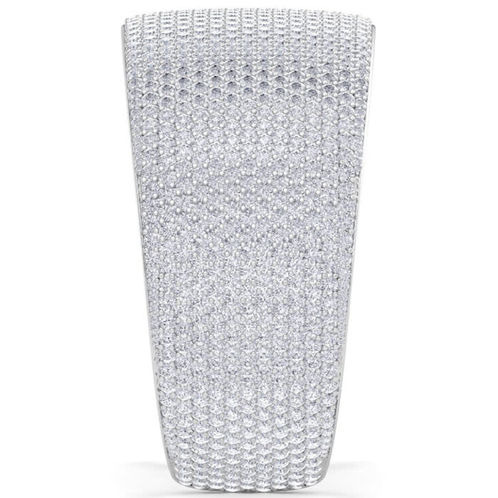 29 Carat Lab Grown Diamond Bangle Bracelet In 14K White Gold, 1.20 Inches Wide