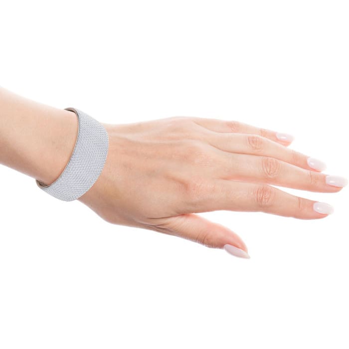 29 Carat Lab Grown Diamond Bangle Bracelet In 14K White Gold, 1.20 Inches Wide