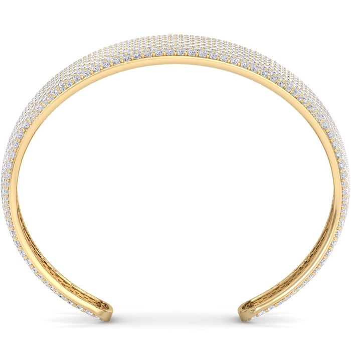 29 Carat Lab Grown Diamond Bangle Bracelet In 14K Yellow Gold, 1.20 Inches Wide
