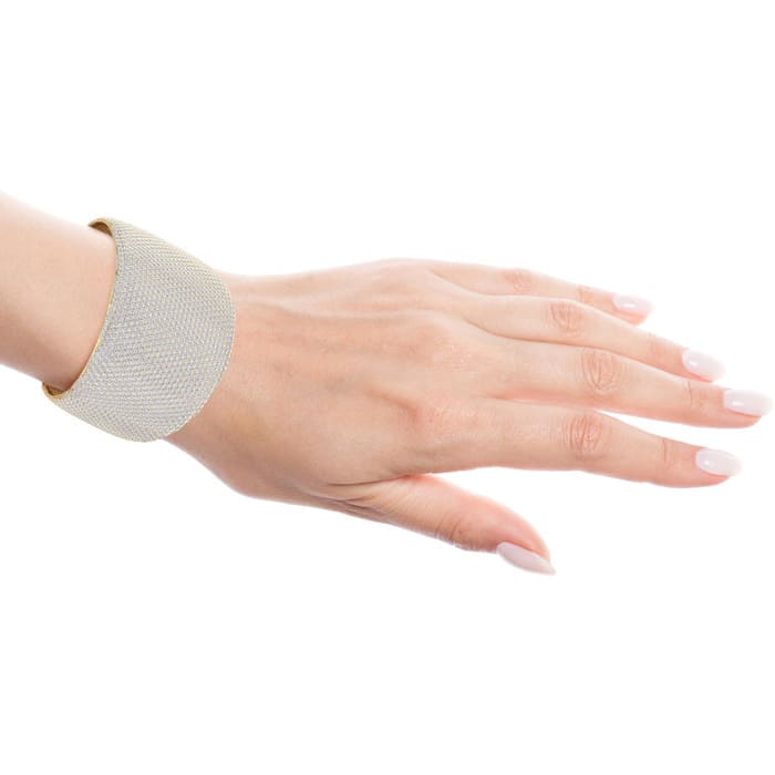 52 Carat Lab Grown Diamond Bangle Bracelet In 14K Yellow Gold, 2 Inches Wide