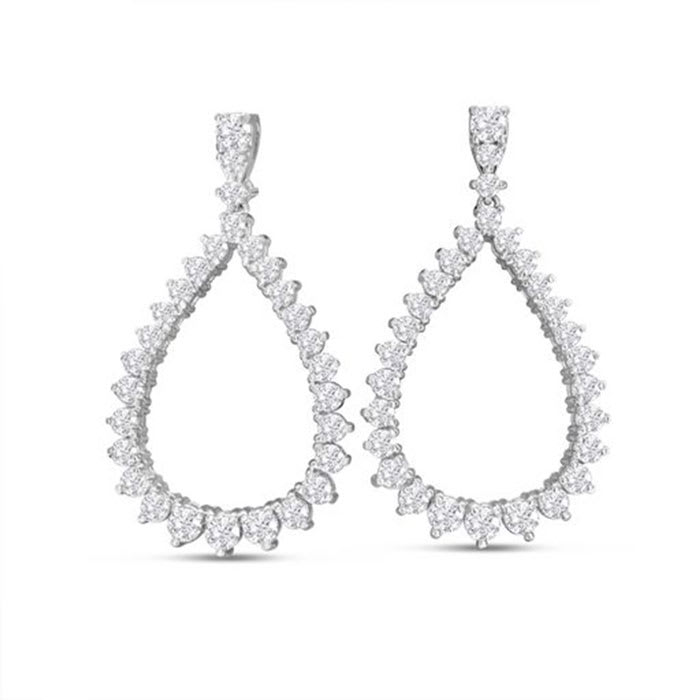Diamond Drop Earrings: 5 Carat Diamond Drop Earrings In 14K White Gold, 1 1/2 Inches