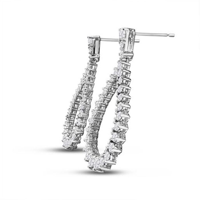 Diamond Drop Earrings: 5 Carat Diamond Drop Earrings In 14K White Gold, 1 1/2 Inches