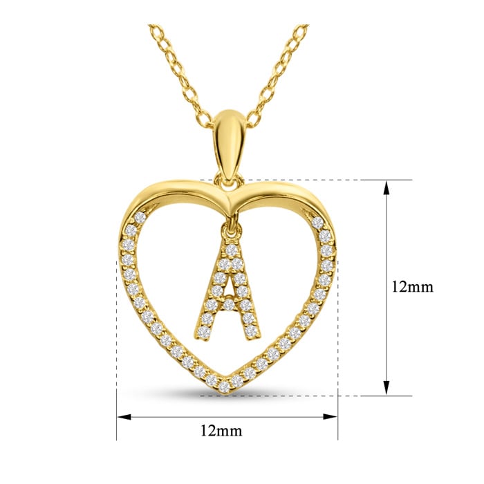 Letter A 1/5ct Diamond Initial Necklace In Yellow Gold Over Sterling Silver, 16 Inches