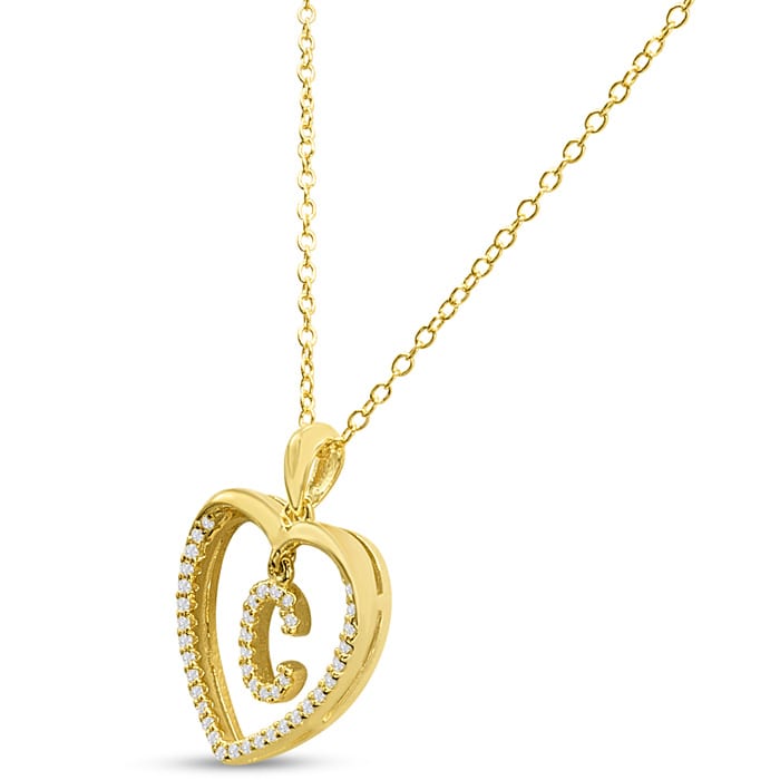 Letter C 1/5ct Diamond Initial Necklace In Yellow Gold Over Sterling Silver, 16 Inches