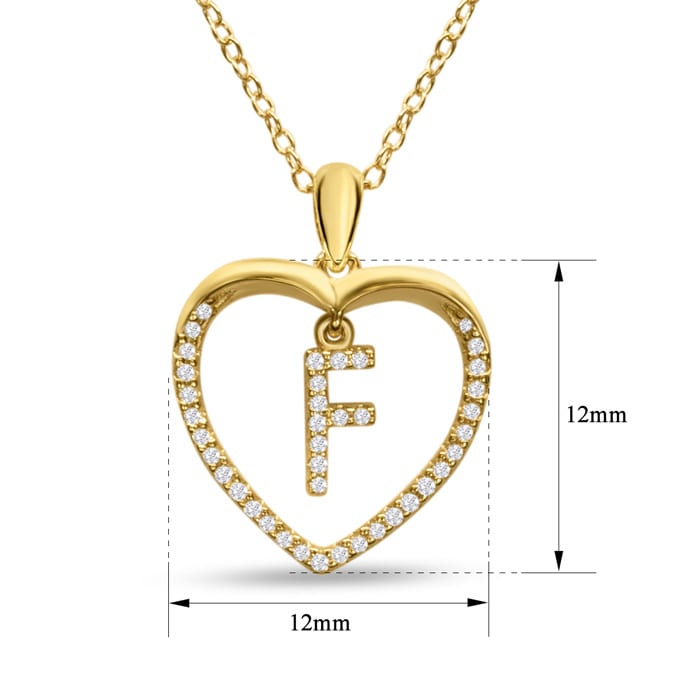 Letter F 1/5ct Diamond Initial Necklace In Yellow Gold Over Sterling Silver, 16 Inches