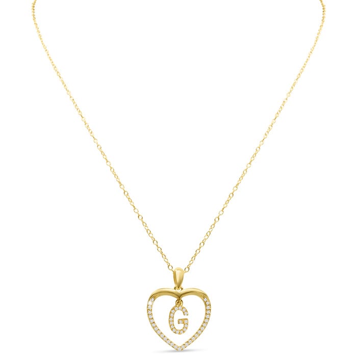 Letter G 1/5ct Diamond Initial Necklace In Yellow Gold Over Sterling Silver, 16 Inches