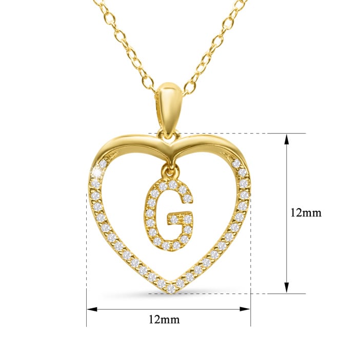 Letter G 1/5ct Diamond Initial Necklace In Yellow Gold Over Sterling Silver, 16 Inches