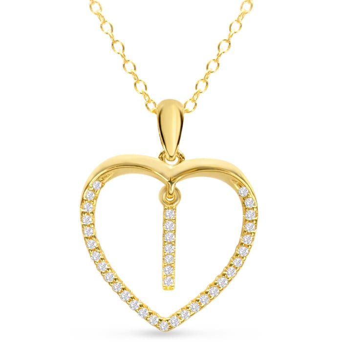 Letter I 1/5ct Diamond Initial Necklace In Yellow Gold Over Sterling Silver, 16 Inches