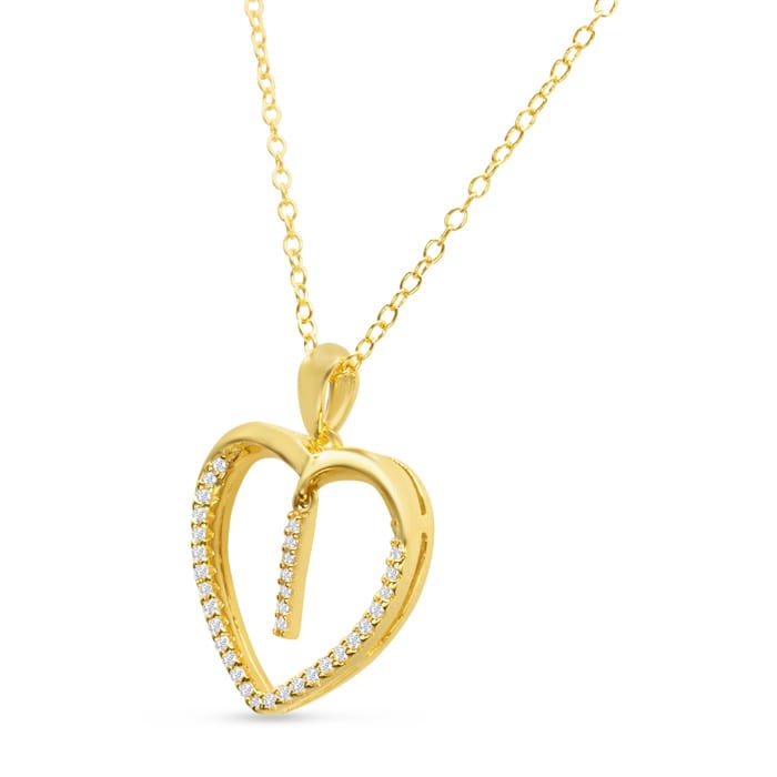 Letter I 1/5ct Diamond Initial Necklace In Yellow Gold Over Sterling Silver, 16 Inches