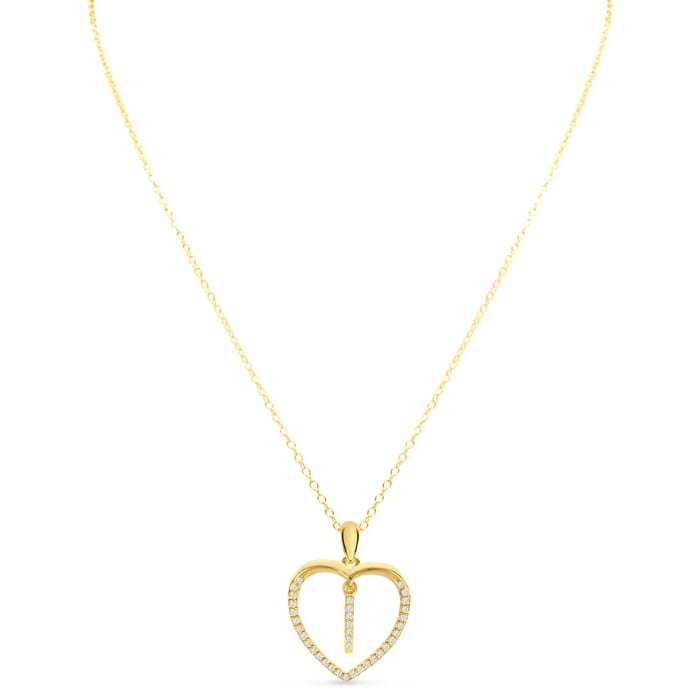 Letter I 1/5ct Diamond Initial Necklace In Yellow Gold Over Sterling Silver, 16 Inches