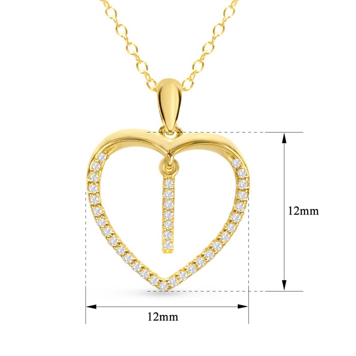 Letter I 1/5ct Diamond Initial Necklace In Yellow Gold Over Sterling Silver, 16 Inches