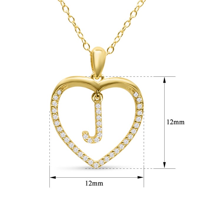 Letter J 1/5ct Diamond Initial Necklace In Yellow Gold Over Sterling Silver, 16 Inches
