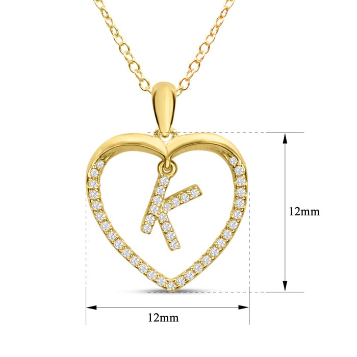 Letter K 1/5ct Diamond Initial Necklace In Yellow Gold Over Sterling Silver, 16 Inches