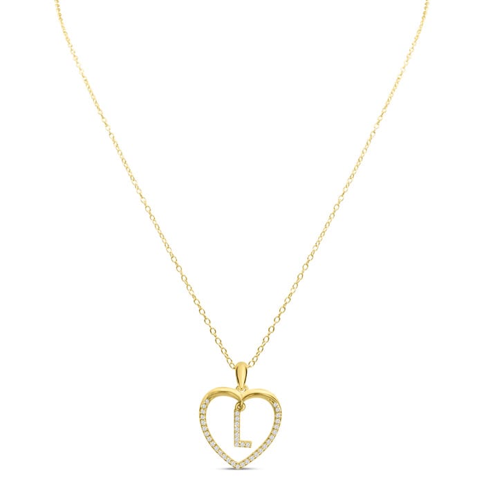 Letter L 1/5ct Diamond Initial Necklace In Yellow Gold Over Sterling Silver, 16 Inches